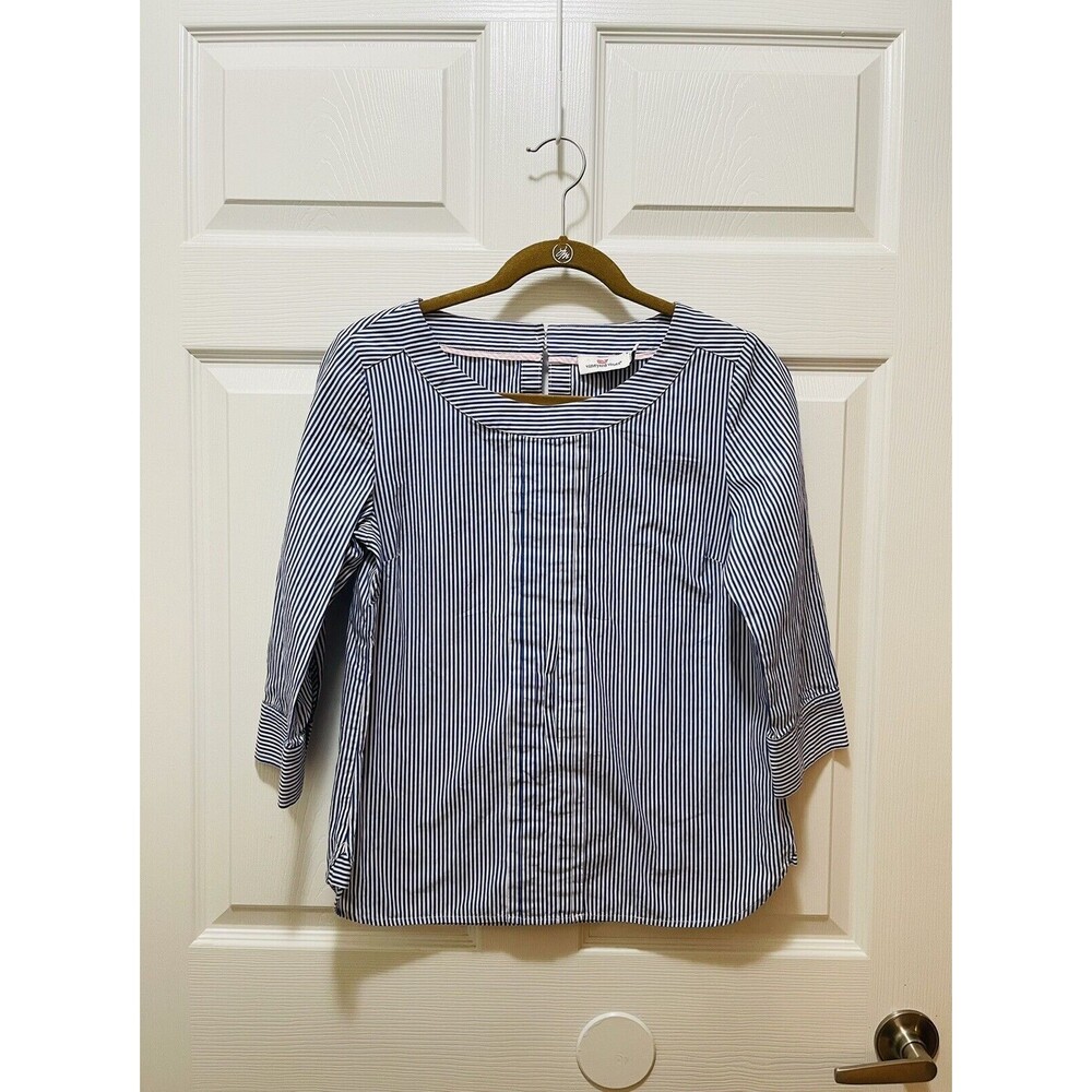 Vineyard Vines Women's Blouse Top Shirt Size 4 Striped Blue